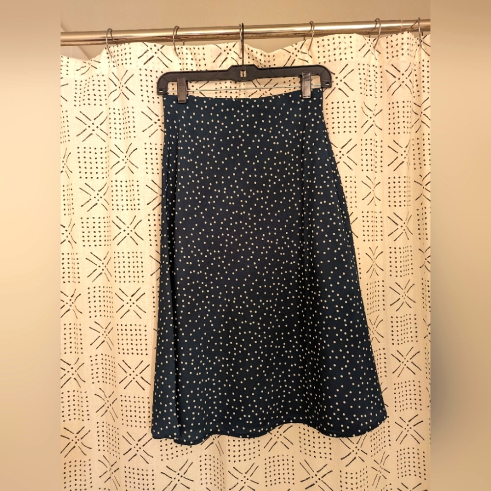 Lulu's Midi A-Line Skirt - Green Polka Dot